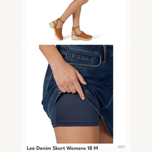 Lee Denim Skort Womens 18 M Beacon Blue Jean Skirt Short Fit Mid Rise - Picture 8 of 8